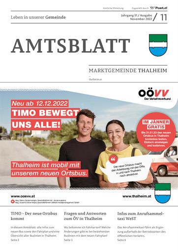 Titelbild Amtsblatt 11/2022 Sonderausgabe TIMO Ortsbus